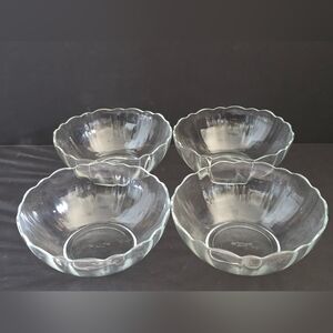 Set of 4 Arcoroc France Nappy Arcade Vintage Clear Glass 6" Cereal Bowls